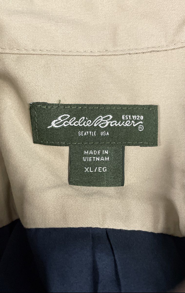 Eddie Bauer Men's Navy Blue Short Sleeve Button Up Shirt Pocket NWT Sz XL