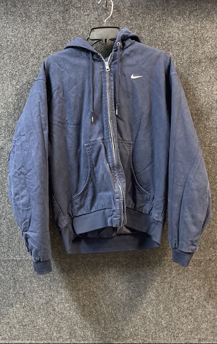 Nike Men's Navy Blue Therma-FIT Quilted Lined Canvas Hooded Workwear Jacket Sz S