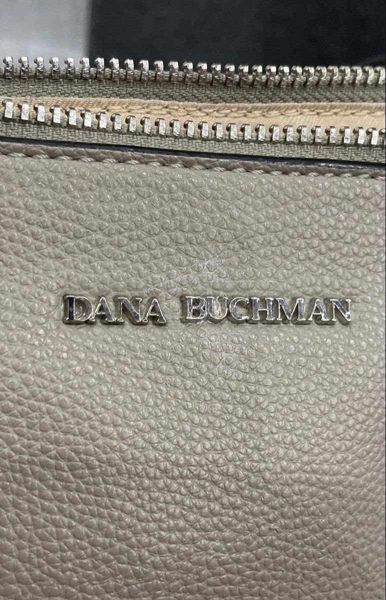 Dana Buchman Grey Pebbled Leather Tote Shoulder Bag Silver Hardware