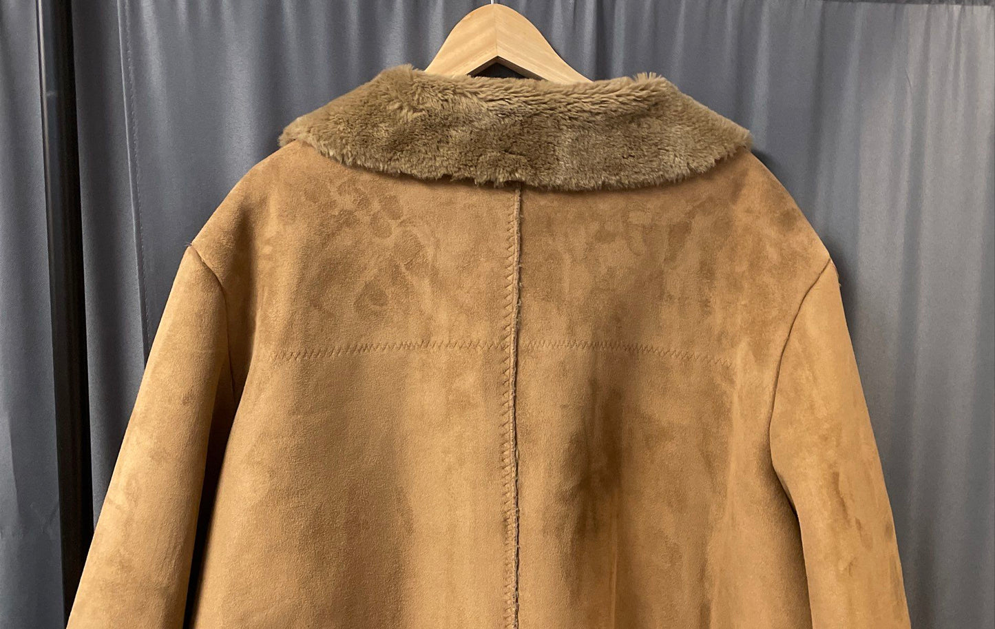 FUDA New York Women's Tan Camel Faux Shearling Suede Jacket Plush Lined Sz XXL