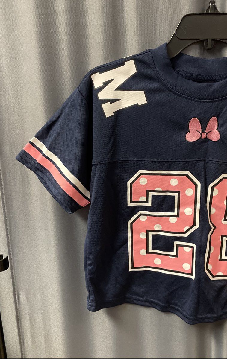 Disney Women's Navy Blue Minnie Mouse 28 Cropped Jersey Sz XS