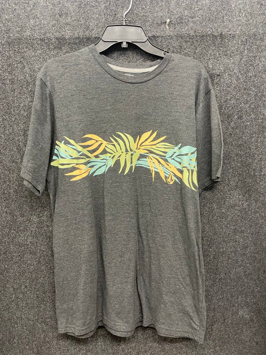 Volcom Men's T-Shirt Gray Heather Floral Frond Graphic Modern Fit Size L
