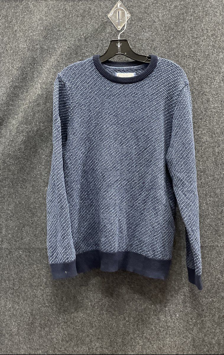 Jos A Bank 1905 Men's Blue Textured Knit 100% Cotton Crewneck Sweater Sz M