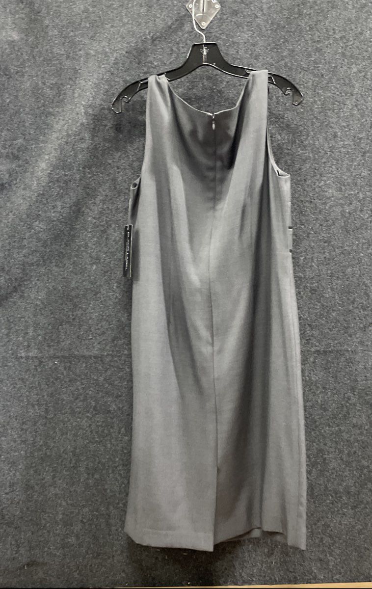 Black Label by Evan-Picone Women's Grey Sleeveless Sheath Dress Black Trim Sz 14