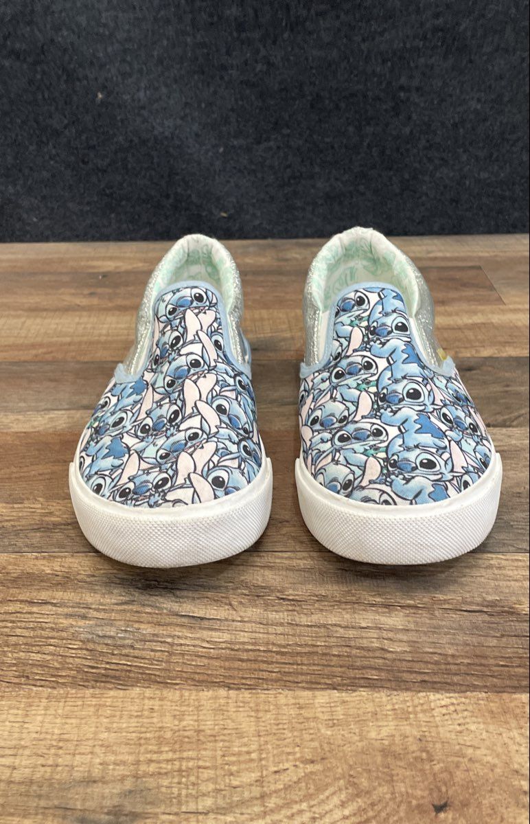 Disney Lilo & Stitch Silver Glitter Slip-On Sneakers Size 6