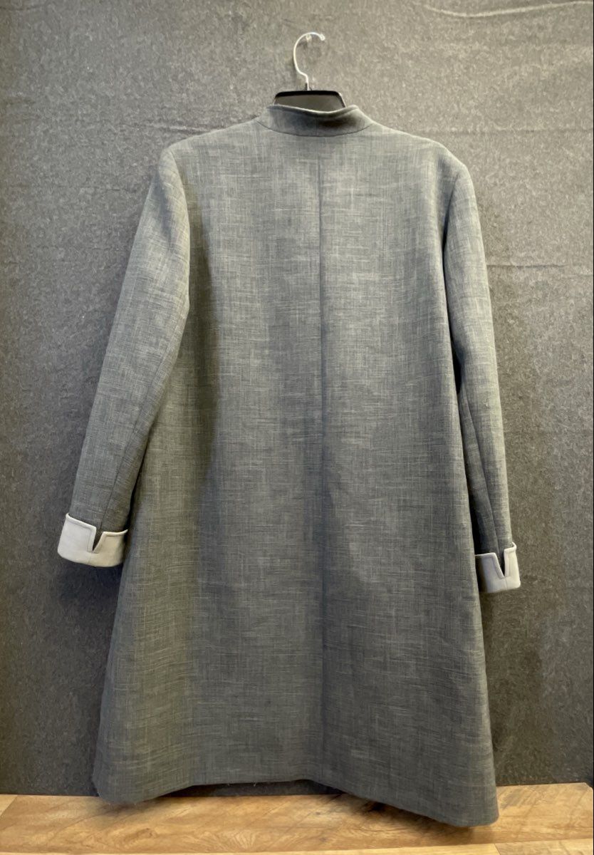 Vintage 90s Kasper A.S.L. Women's Gray Contrast Collar Dress Coat Sz 14