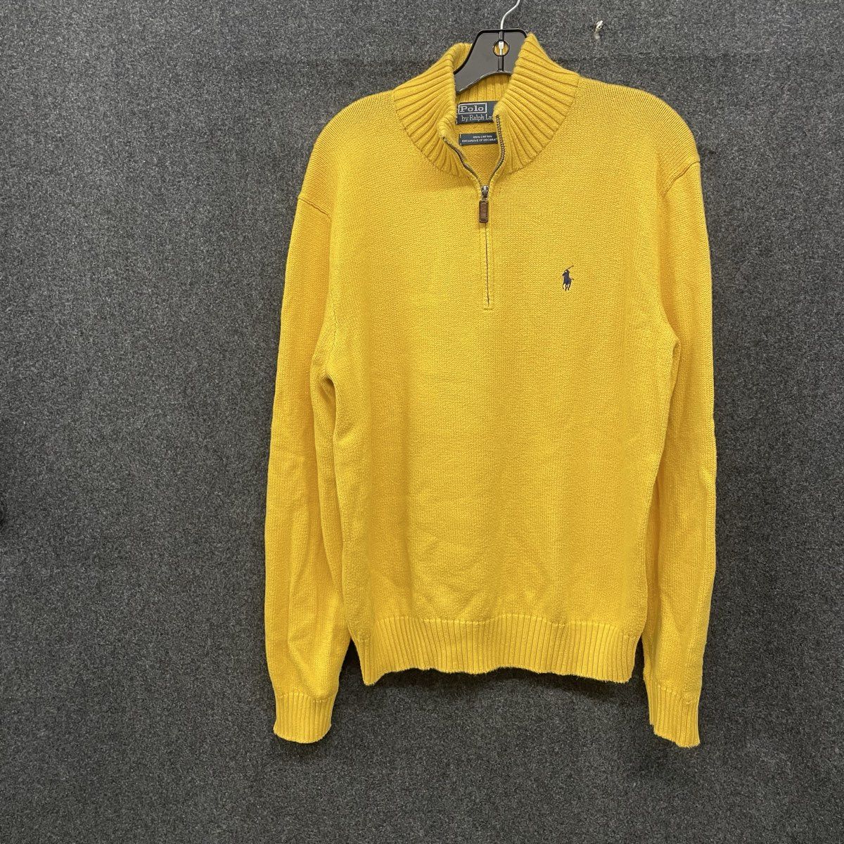 Polo Ralph Lauren Men's Yellow 1/4 Zip Pullover Cotton Knit Sweater Sz M