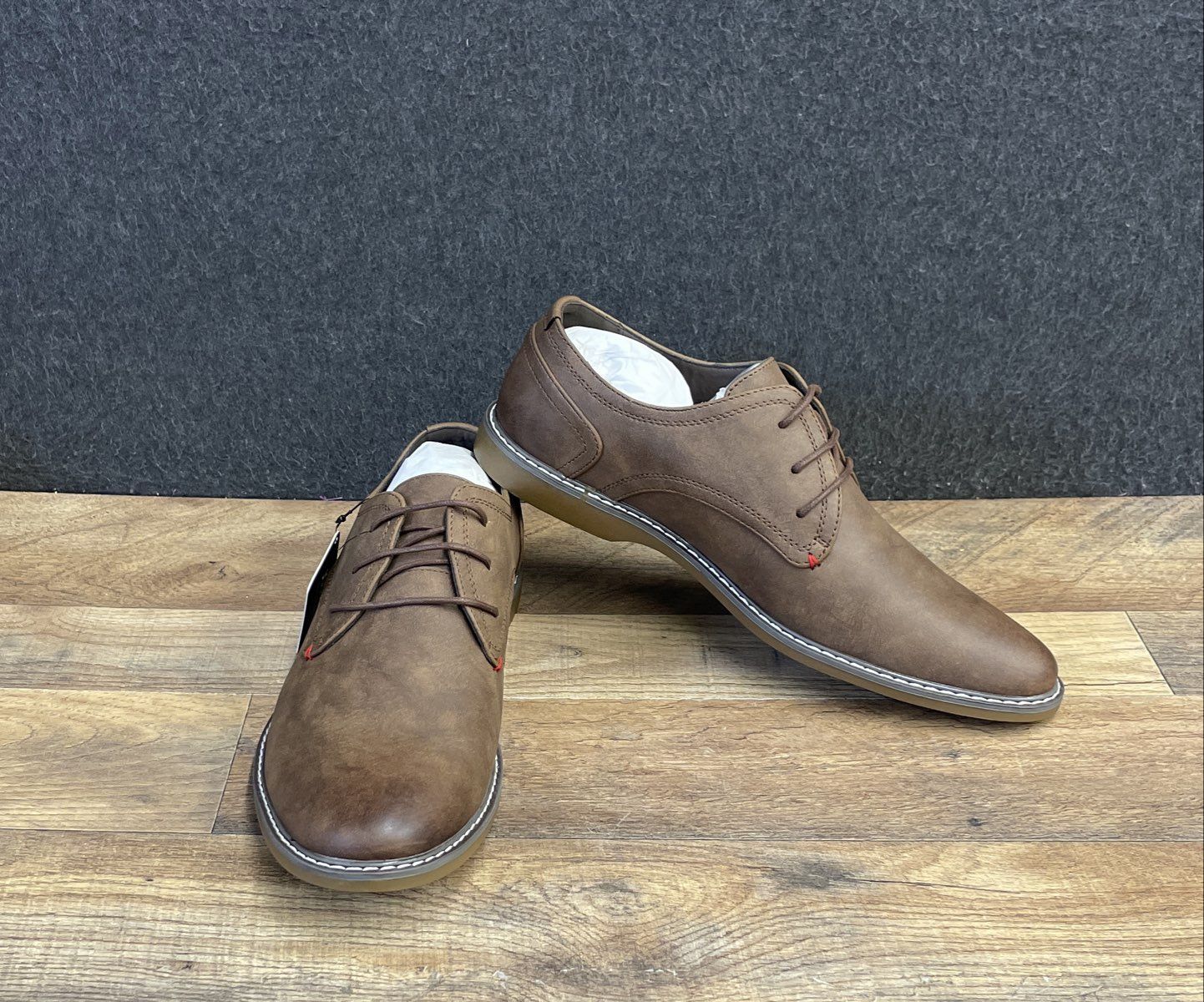 Jousen AMY615 Polished Brown Plain Toe Oxford Men's Dress Casual Shoes Size 10.5