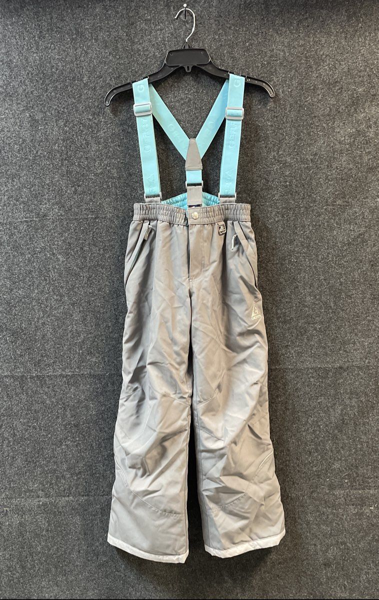 Gerry Youth Gray Insulated Snow Pants Adjustable Suspenders Bibs Sz M 10/12