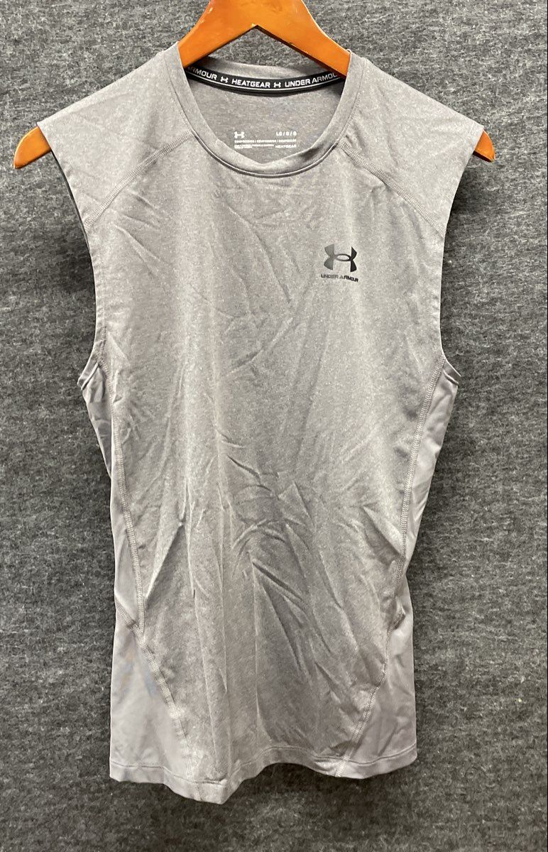 Under Armour Men's Gray Heather HeatGear Compression Sleeveless Tank Top Sz L