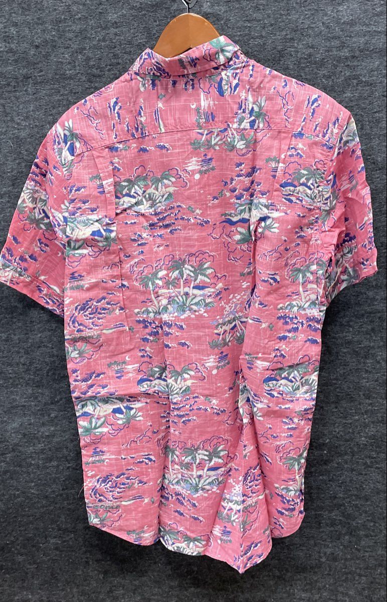 IZOD Saltwater Men's Pink Tropical Palm Short Sleeve Button Up Shirt Sz M