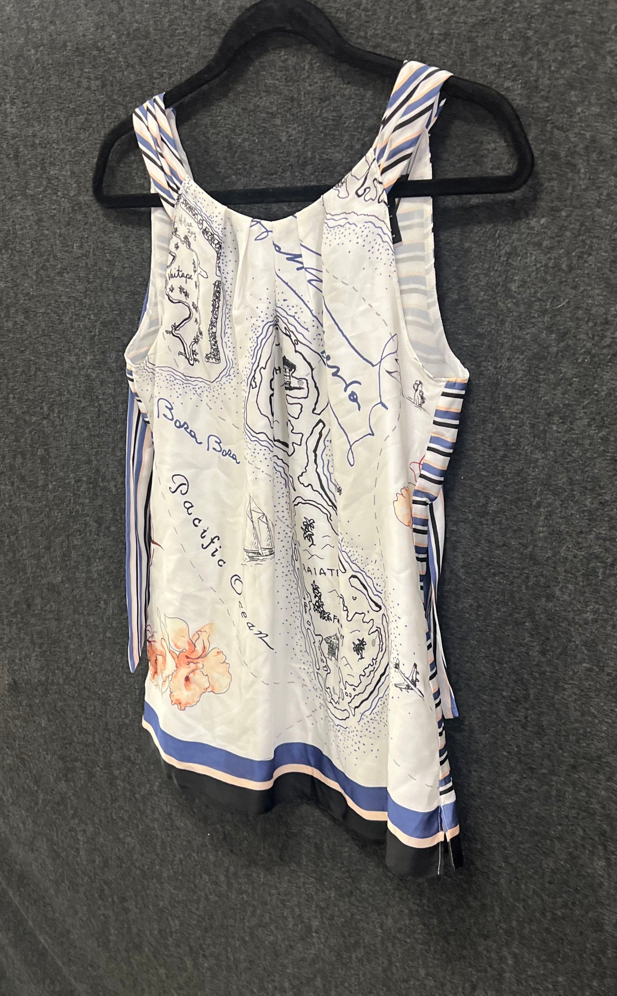 White House Black Market Women's Bora Bora Map Striped Sleeveless Top Sz XS