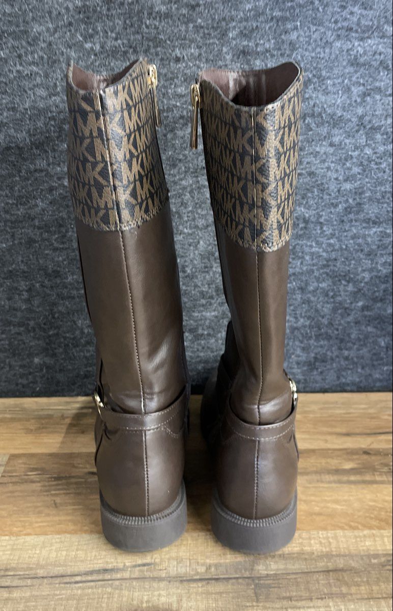 Michael Kors Shylie Brown Signature Logo Tall Riding Boots Kids Size 2