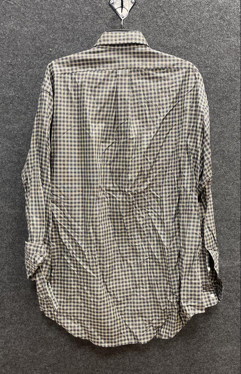 Ralph Lauren Classic Fit Plaid Button Down Shirt Long Sleeve Navy Tan Sz XL