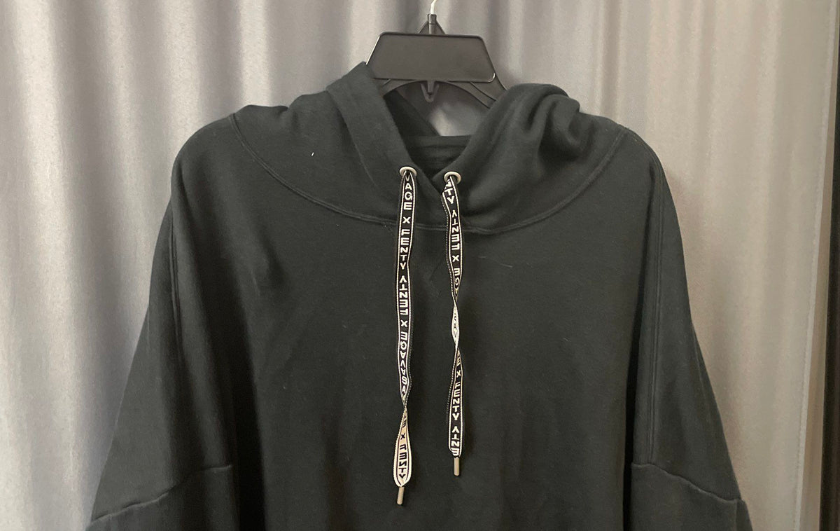 Savage X Fenty Women's Black Pullover Hoodie Boxy Logo Graphic Sz XL