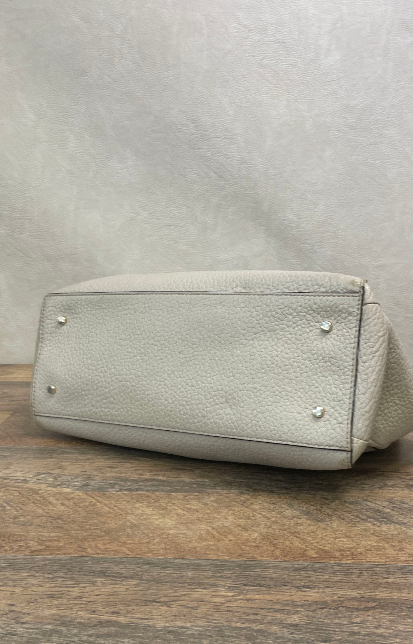 Kate Spade Grey Pebbled Leather Tassel Satchel Tote Bag Gold Hardware