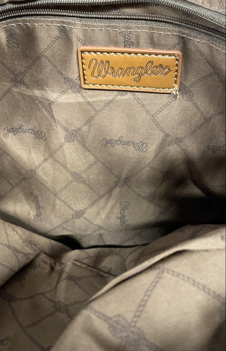 Wrangler Blue Two-Tone Textured Leather Hobo Shoulder Bag Brass Hardware