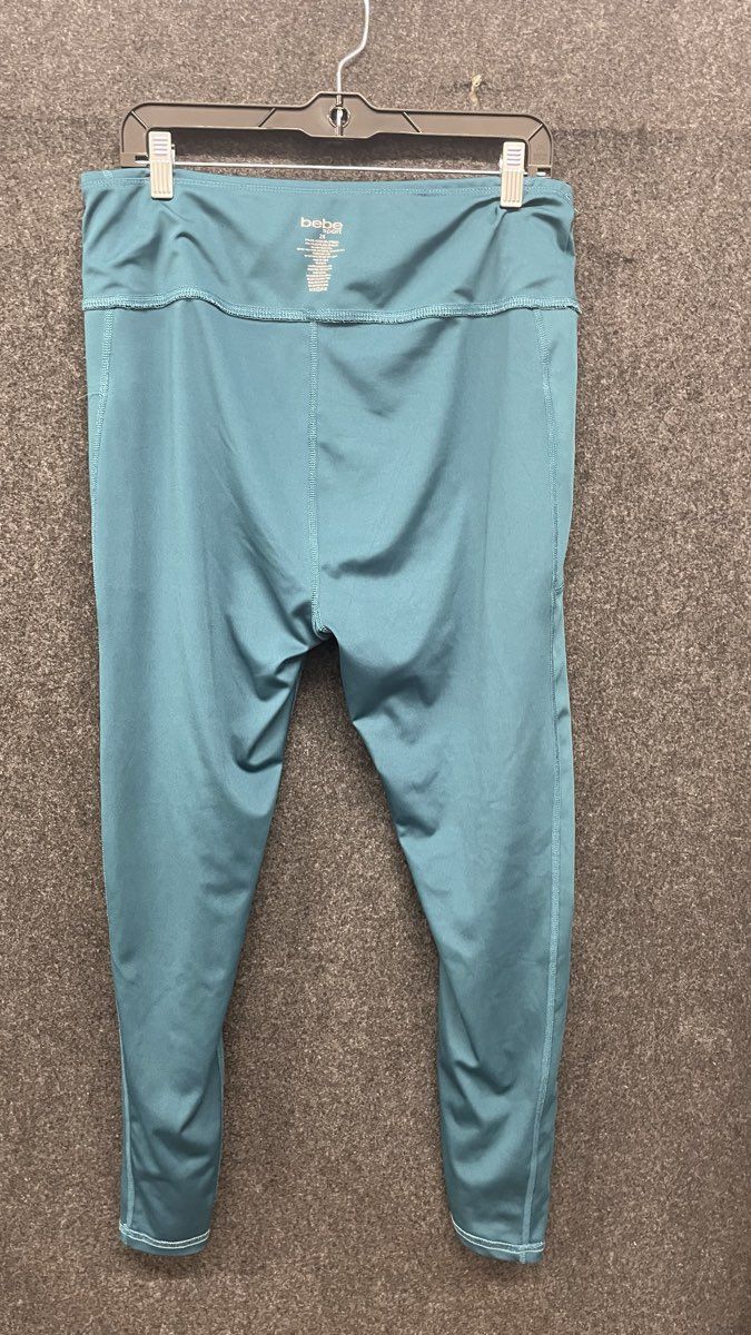 bebe Sport Women's Teal Striped Activewear Leggings Plus Size 2X
