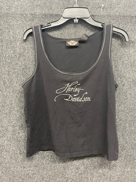 Harley-Davidson Women's Tank Top Black Embroidered Script Contrast Trim Sz L