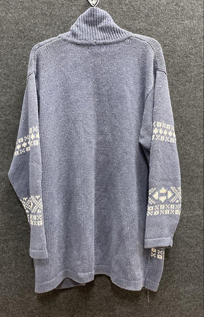 Vintage 90s St John's Bay Girls Blue Fair Isle Shawl Cardigan Sweater Sz L 12/14