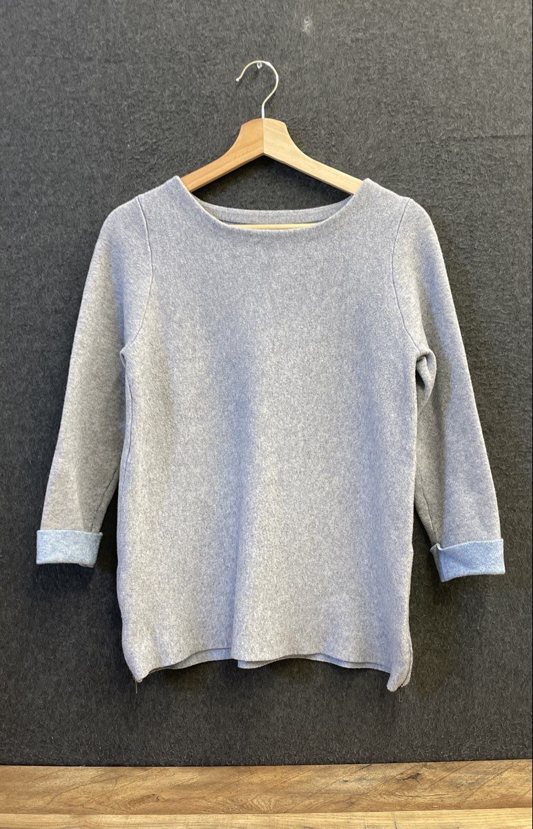 Nanette Lepore Women's Heather Gray Wool Blend Side Zip Cuffed Sweater Sz M
