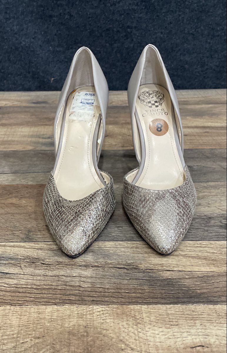 Vince Camuto Grey Snakeskin Pointed Toe D'Orsay Pumps Women's Size 8