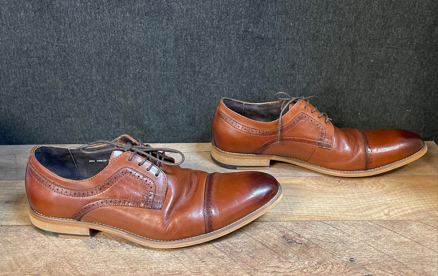 Stacy Adams Dickinson Cognac Brown Cap Toe Derby Dress Shoes Men's Size 12M