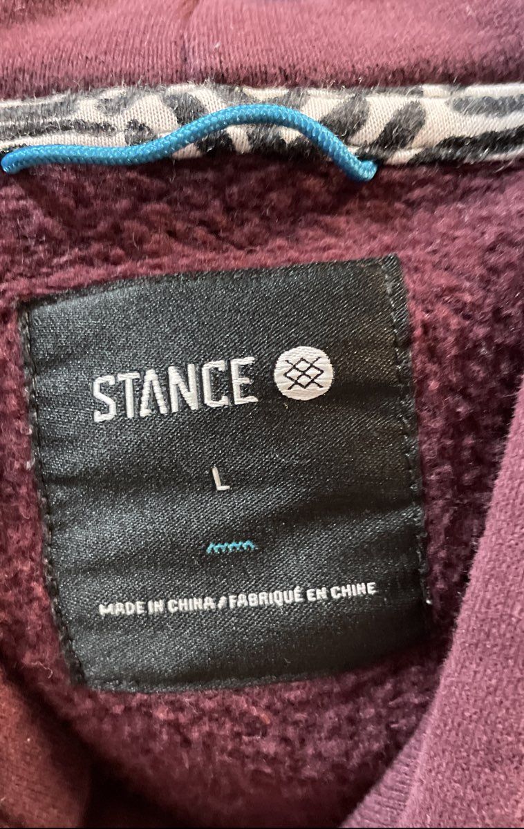 Stance Men's Burgundy Graphic Pullover Funnel Neck Fleece Hoodie Sz L