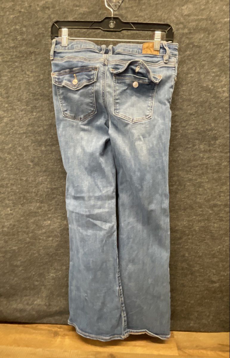 American Eagle Women's Next Level Stretch Bootcut Jeans Blue Flap Pocket Sz 2