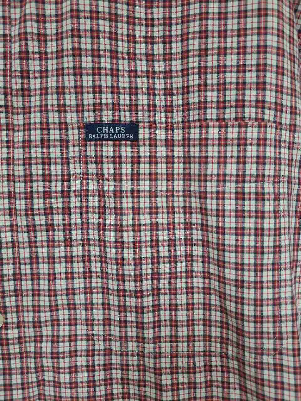 Chaps Ralph Lauren Men's Red Blue Plaid Short Sleeve Button Down Shirt Sz L
