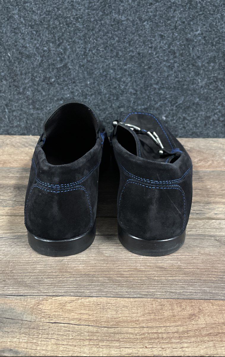 Donald J Pliner Dacio Black Suede Blue Stitching Bit Loafers Men's Size 7 M