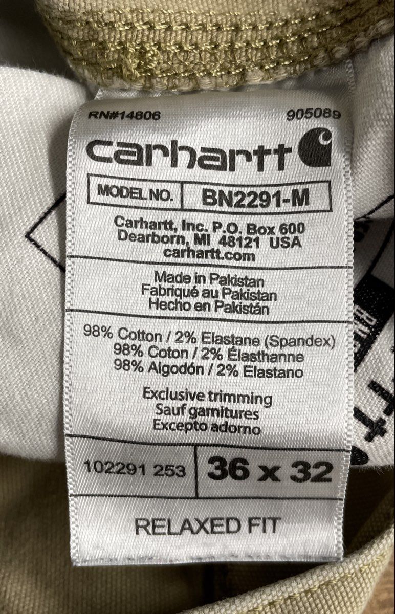 Carhartt Men's Rugged Flex Relaxed Fit Canvas Work Pants Tan 36x32