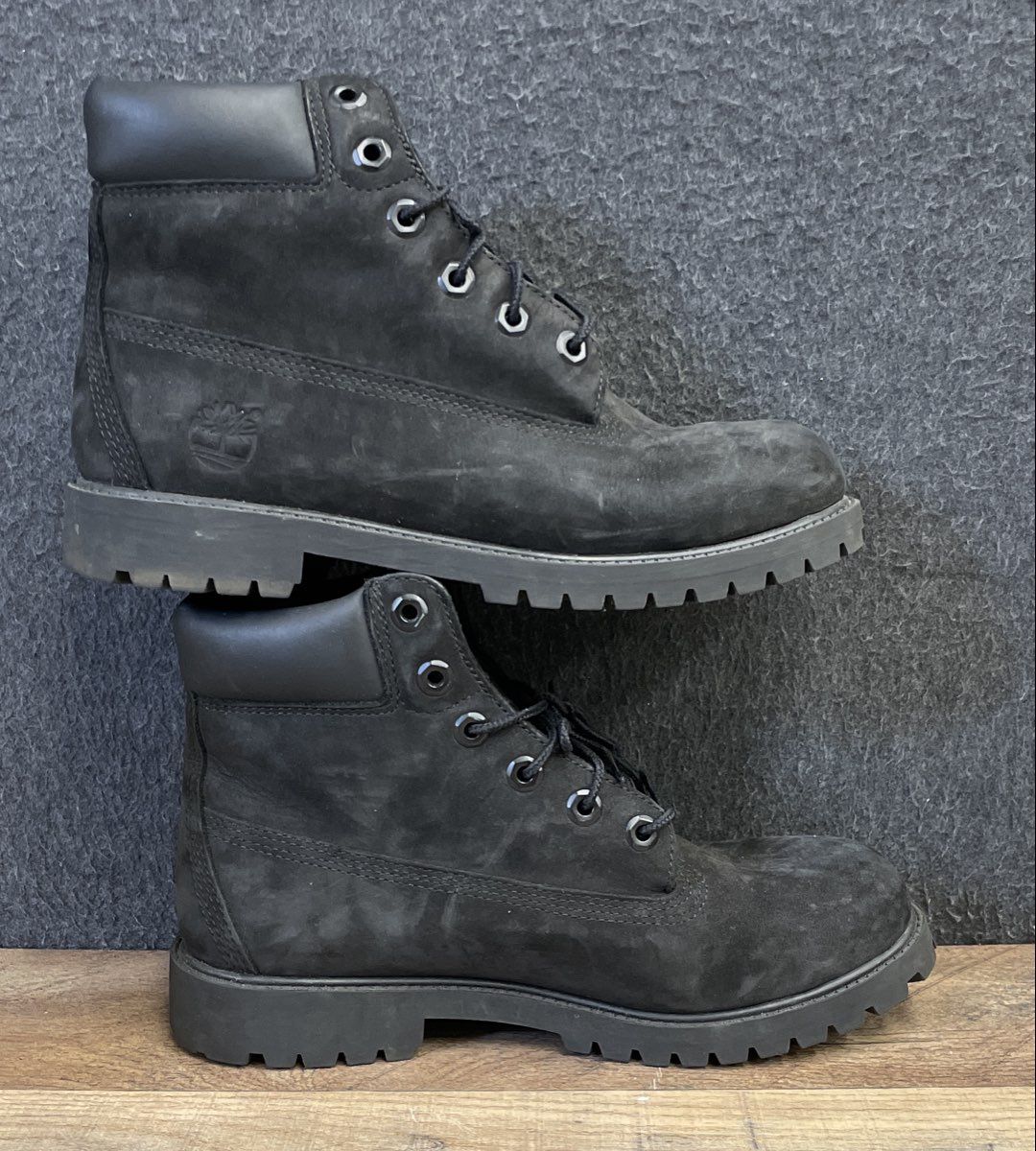 Timberland 6-Inch Premium Waterproof Boot Black Nubuck 12907 Boys Size 7