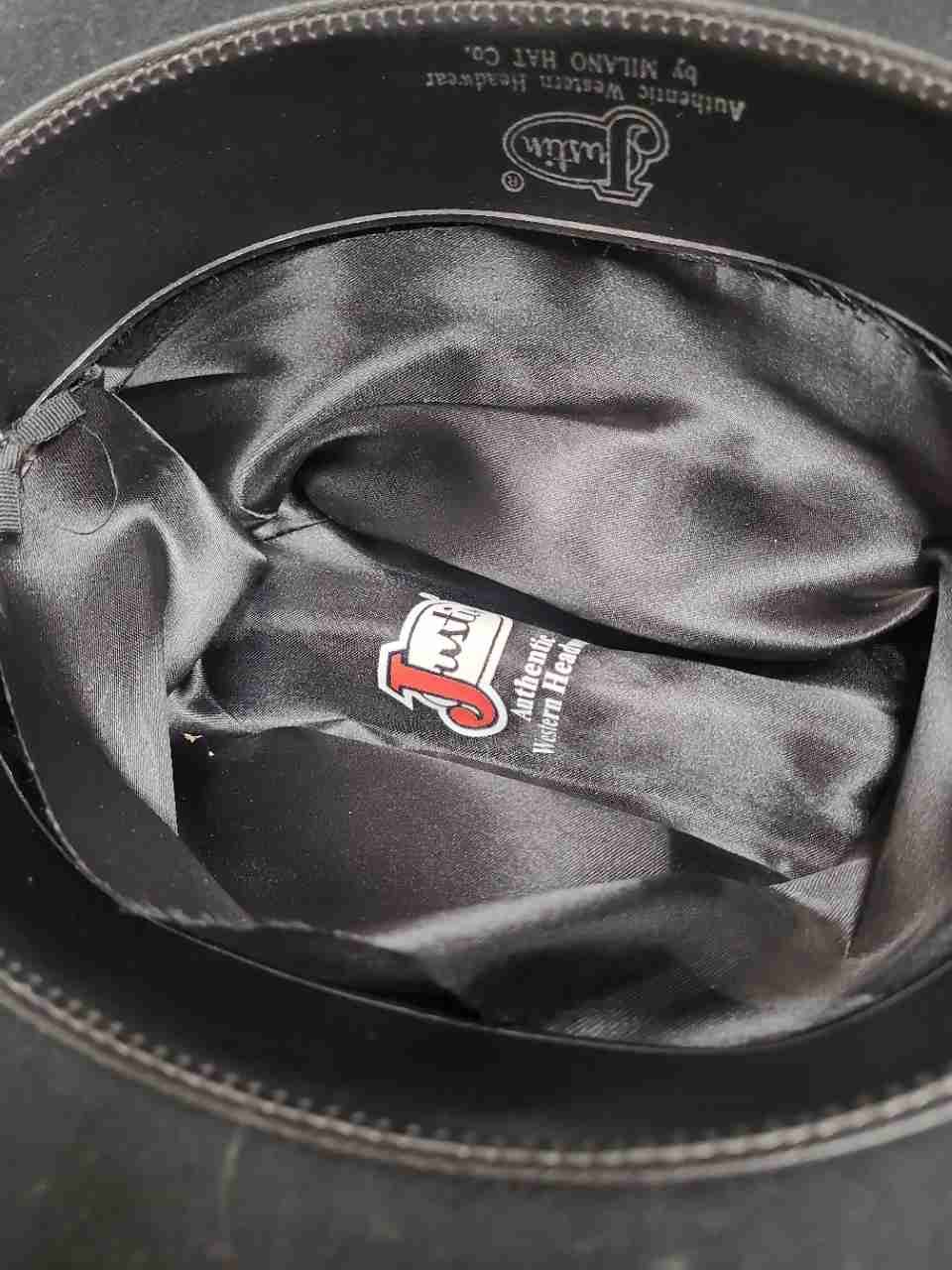 Justin Men's Black Felt Cowboy Hat Milano Cattleman Crease Studded Sz 7 1/8