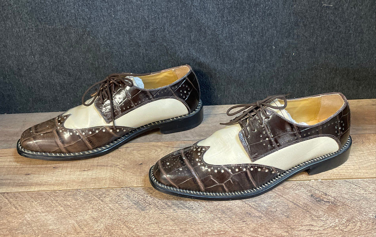 Fortune from Liberty Brown White Leather Wingtip Spectator Brogue Shoes Size 9