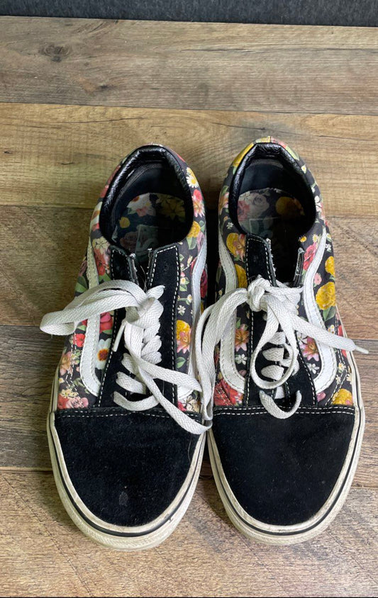 Vans Old Skool Black Floral Multi Color Sneakers Men's 7 Women's 8.5