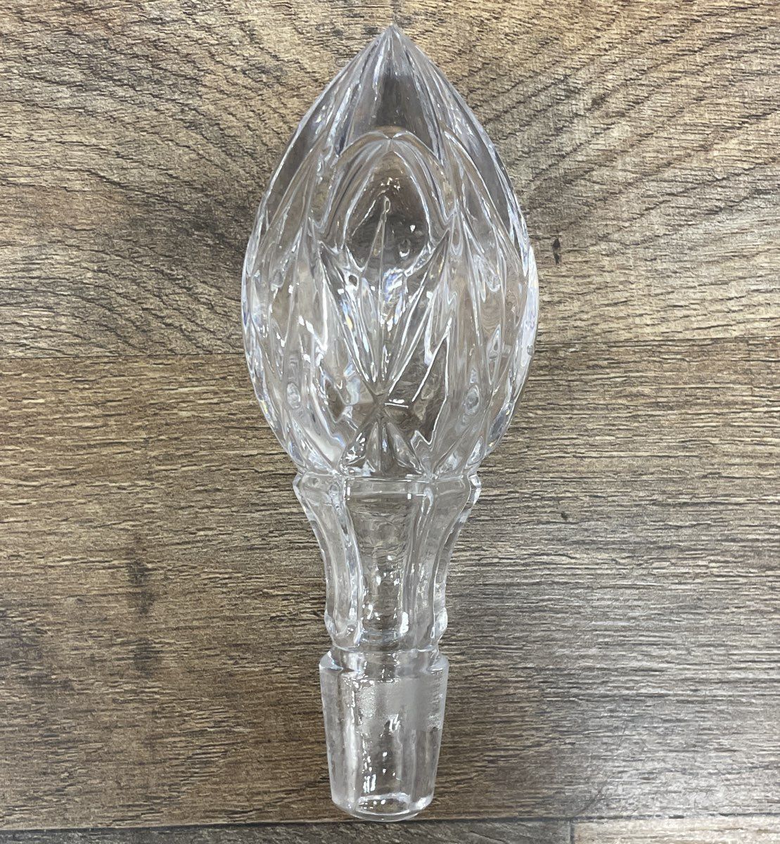 Vintage Cut Lead Crystal Decanter w/ Stopper Diamond & Star Pattern Barware 11"