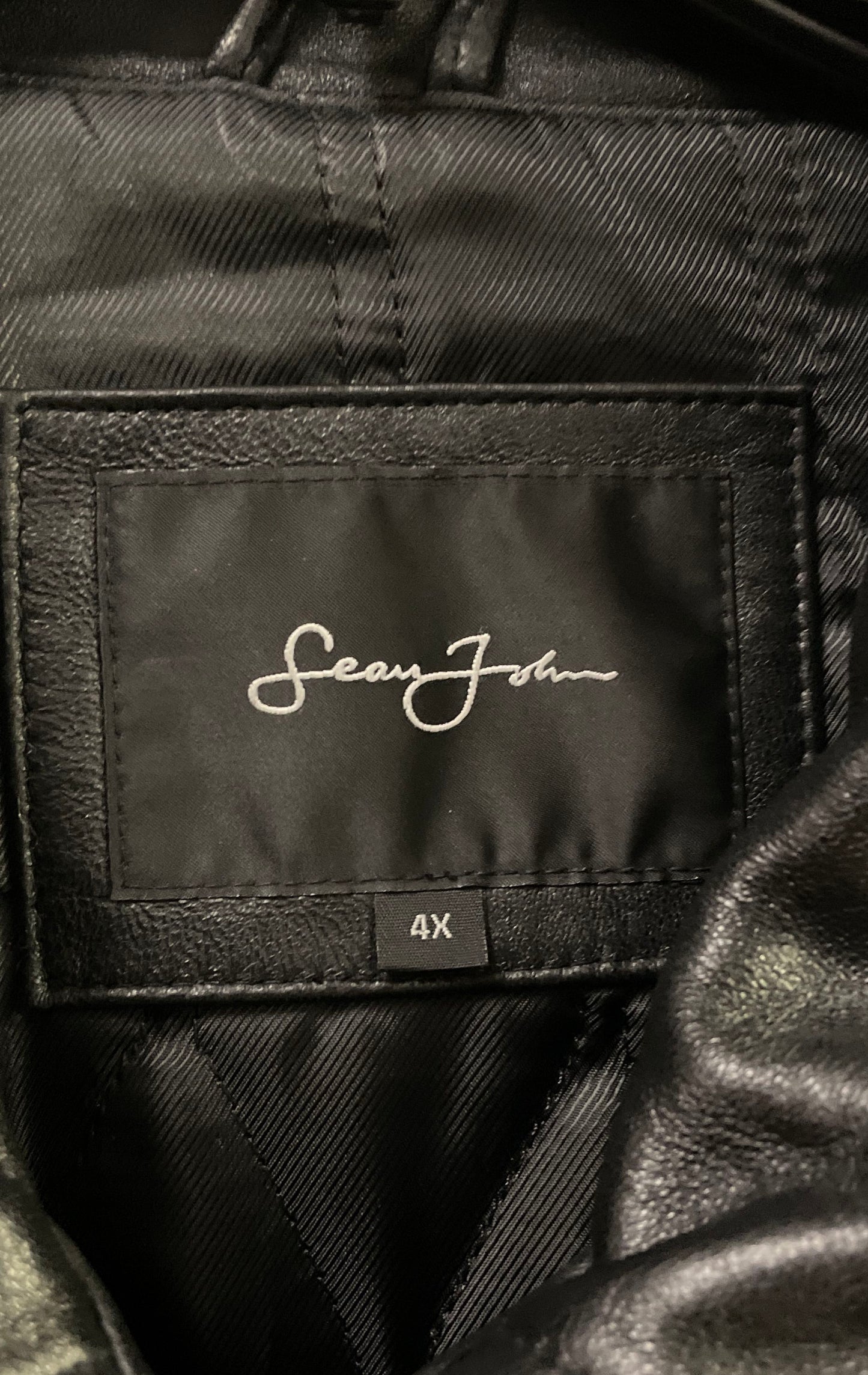 Vintage 90s Sean John Embroidered Black Leather Jacket Sz 4X