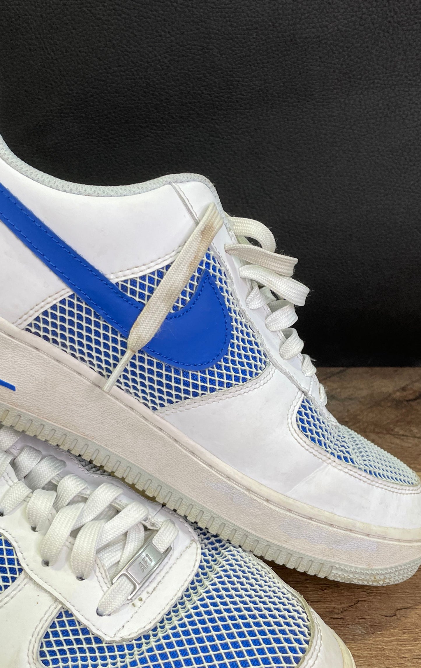 Nike Air Force 1 Low White Photo Blue Mesh Sneakers Size 11 488298-150