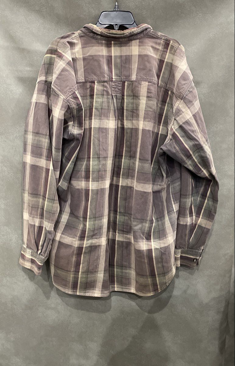 Vintage Cabela's Men's Brown Purple Plaid Cotton Shirt Jacket Sz 2XL Tall
