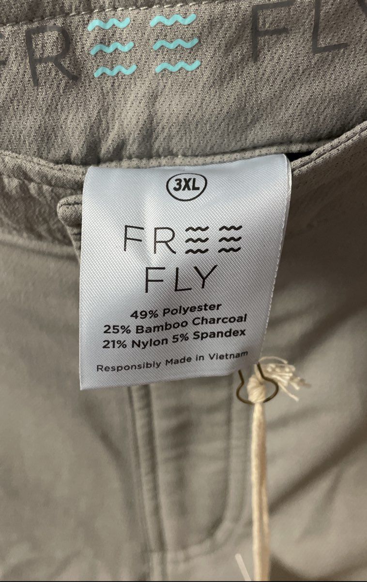 Free Fly Men's Utility Shorts Granite Bamboo Charcoal Blend Stretch 3XL NWT