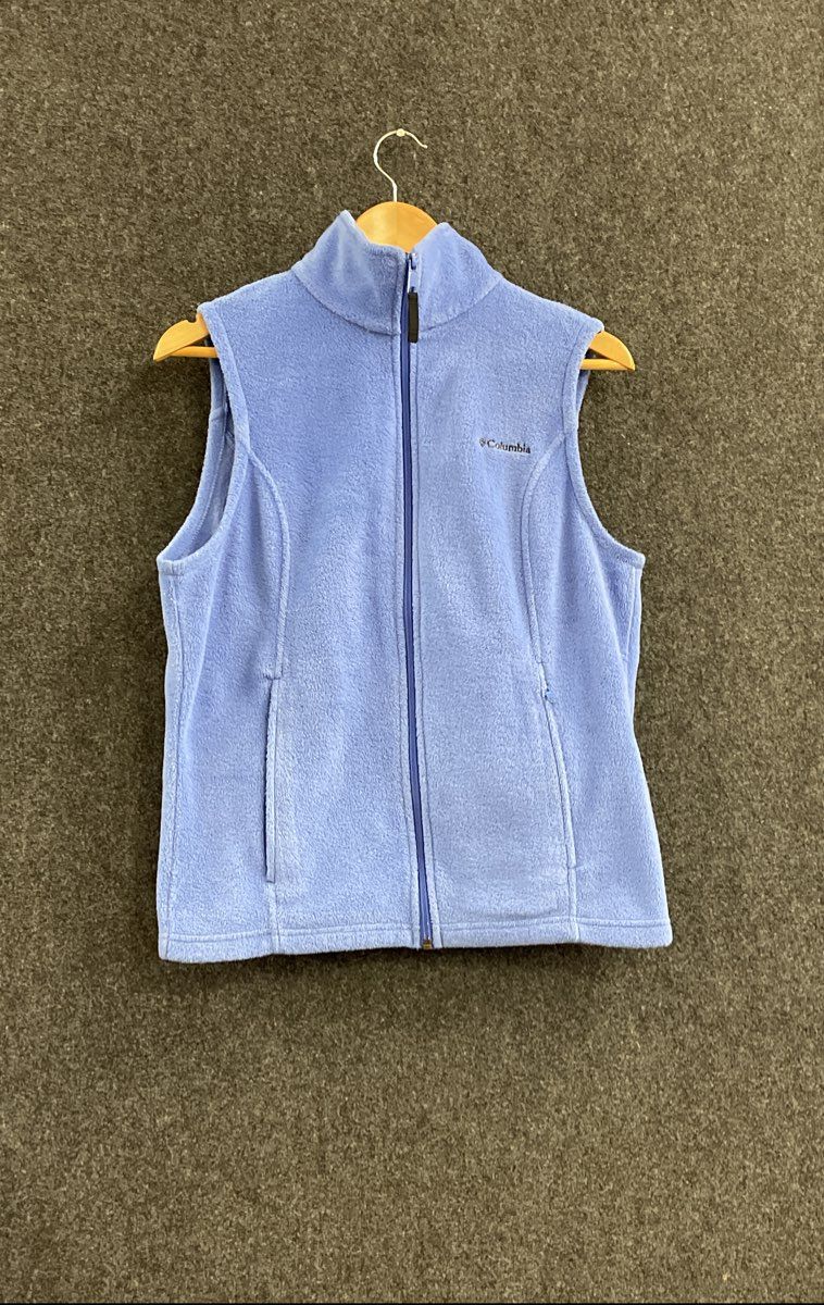 Columbia Women's Benton Springs Fleece Vest Light Blue Full Zip Sz S