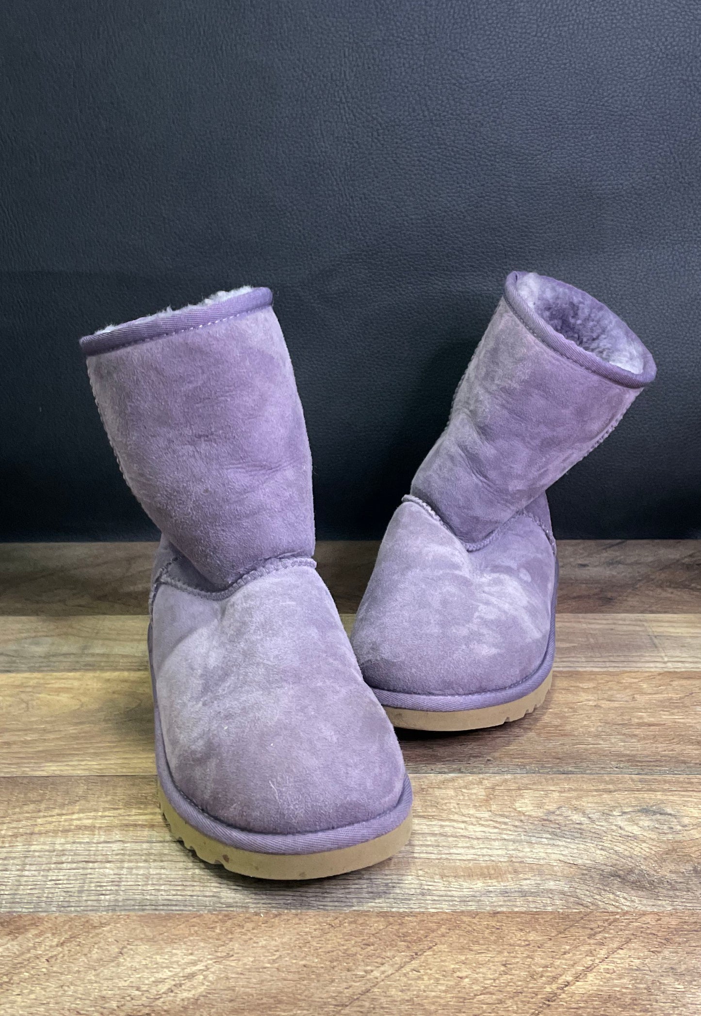 UGG Australia Classic Short Purple Suede Sheepskin Boots Girls Size 4