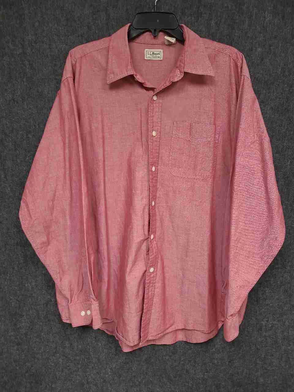 L.L. Bean Men's Vintage 90s Red Cotton Long Sleeve Button Down Shirt Sz L-REG