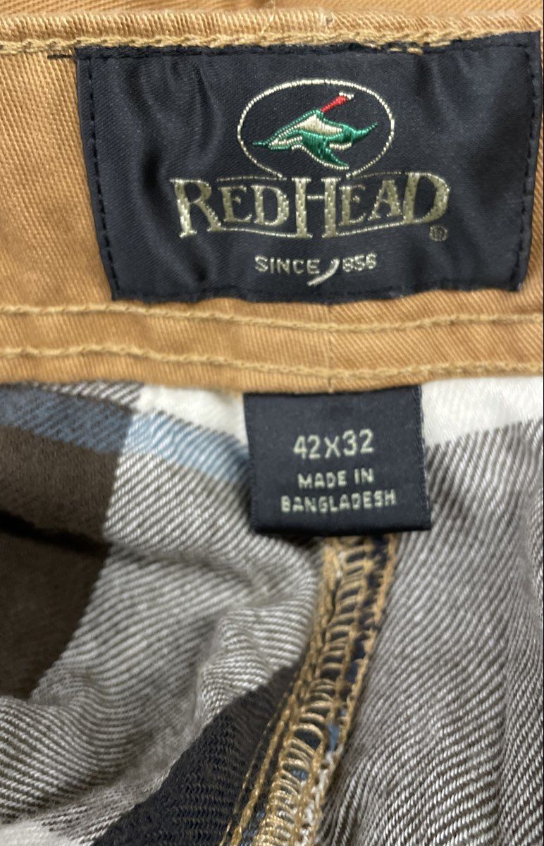 RedHead Men's Tan Flannel Lined Canvas Cargo Utility Pants NWT Size 42x32