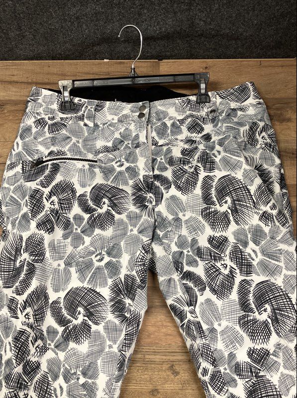 Obermeyer Women's Malta Ski Pants White Floral Thermore Insulated Size 14