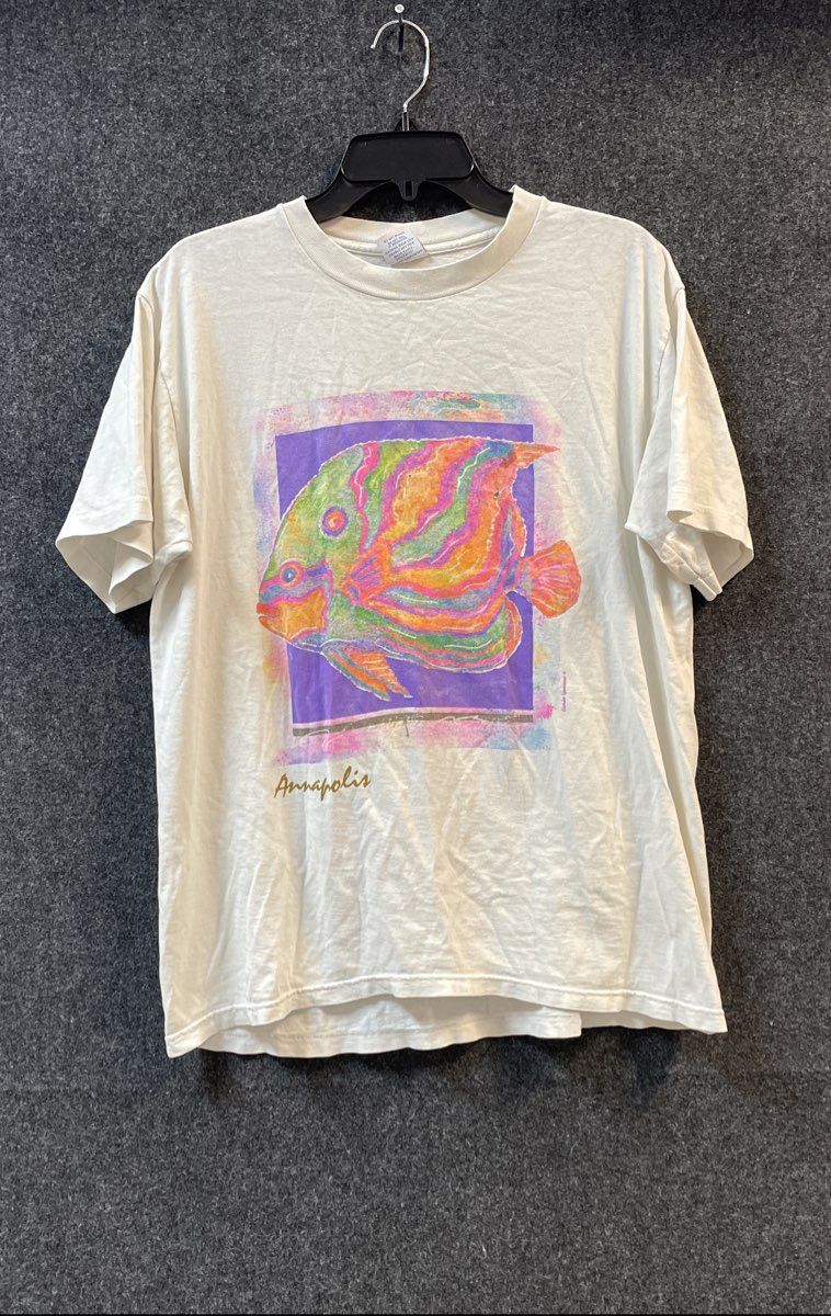 Vintage 90s Annapolis Maryland Tropical Fish T-Shirt Single Stitch Islander L