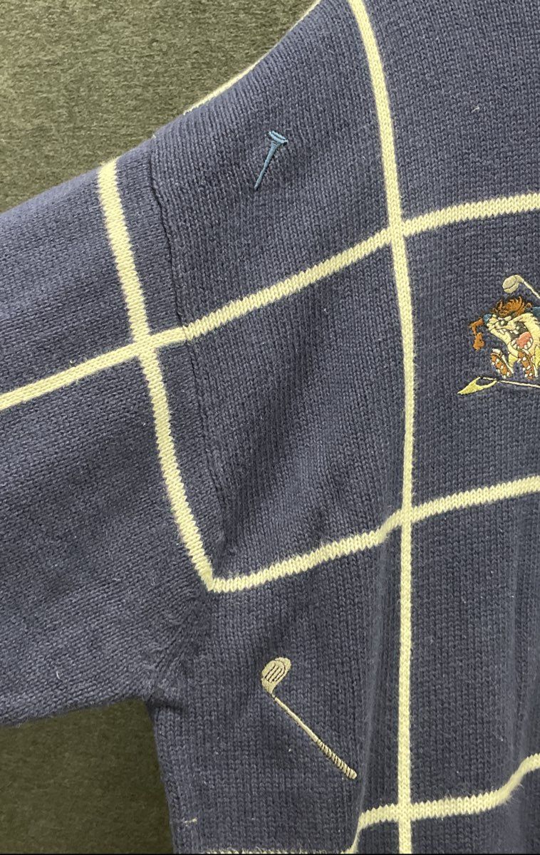 Vintage 90s Warner Bros Men's Taz Looney Tunes Golfing Sweater Blue Sz XXXL