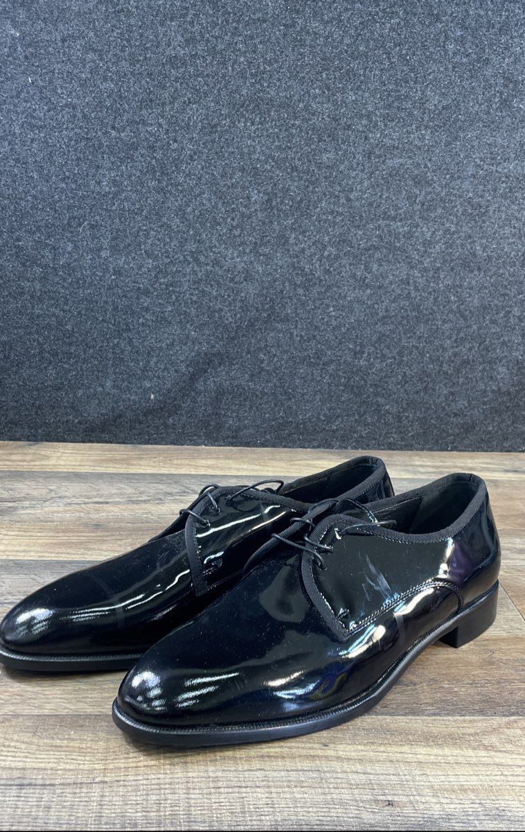 Black Patent Leather Men's Plain Toe Derby Tuxedo Dress Shoes Size 11