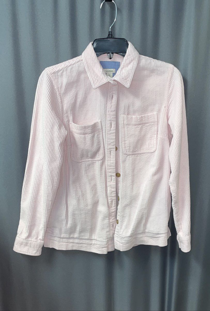 L.L. Bean Women's Pink Corduroy Button Up Shirt Jacket Shacket Size XS